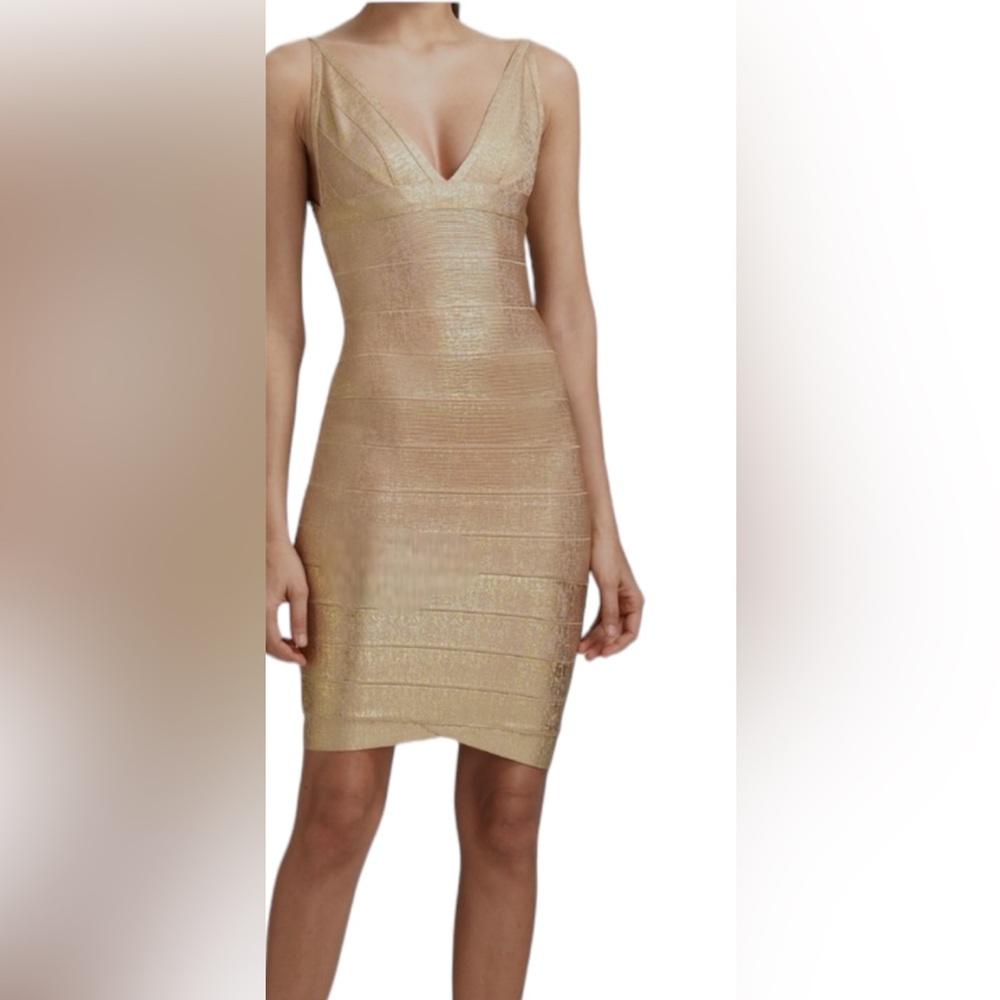 Herve Leger Gold Mini Dress